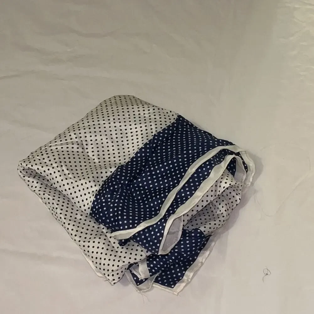 Vintage Vera Neumann Scarf - Signed - Blue & White - Polka Dot